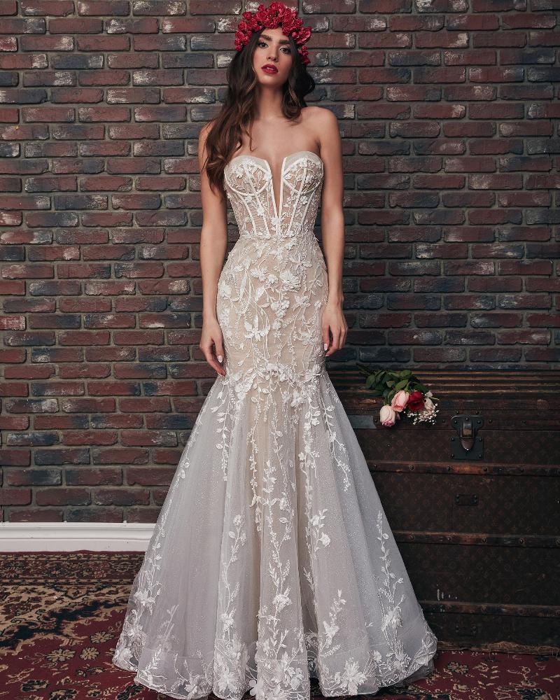 121237 strapless or off the shoulder mermaid wedding dress with lace3